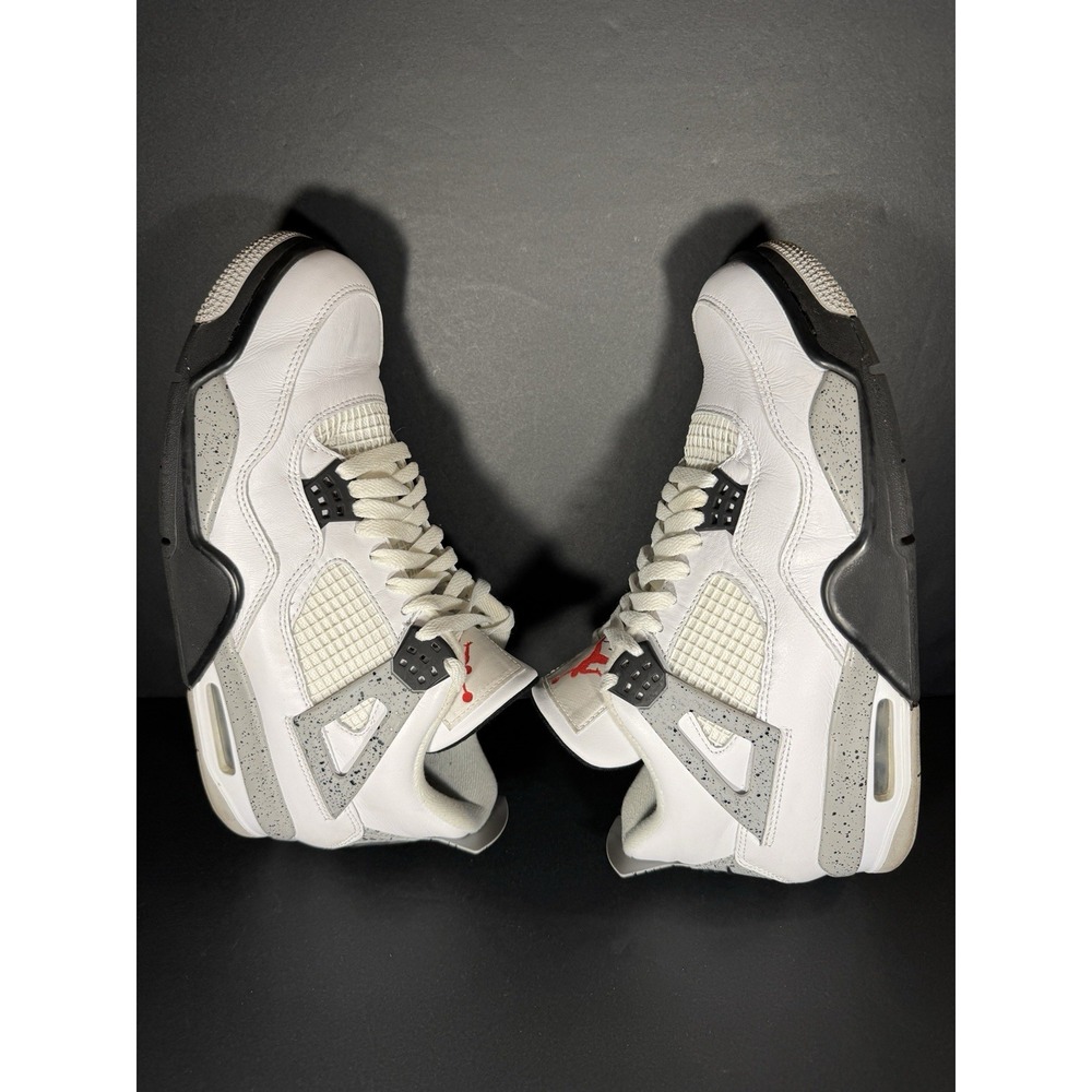 Size 10.5 - Jordan 4 Retro OG Mid White Cement OG All Shoes White Black Sneakers - Picture 5 of 8